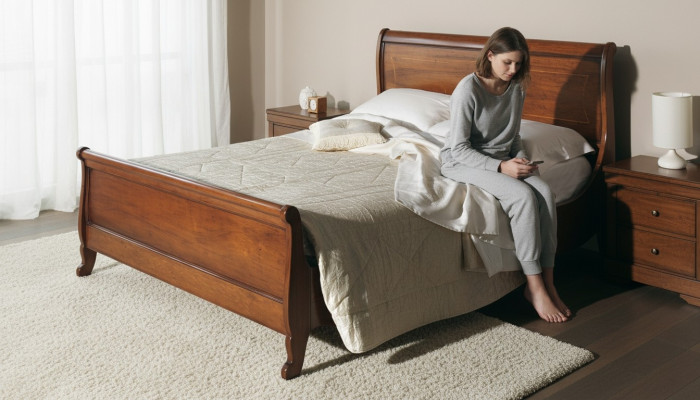 Classic upholstered bed furniture bedroom beds brown 160x200cm solid wood new