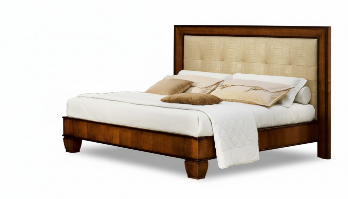 Bed Brown Bedroom Wooden Furniture Textile Design Classical Art Deco Style New
