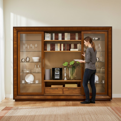Living room cabinet wall unit shelf display cabinet XXL wall units Italian furniture wood