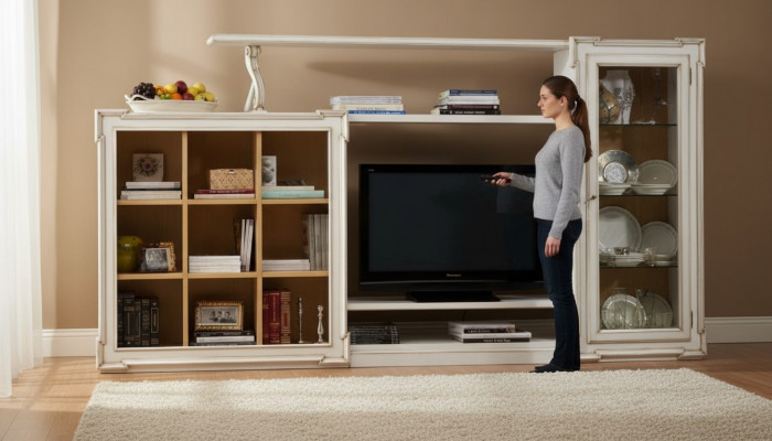 Antique style TV wall unit television stand cabinet wall units RTV glass cabinet furniture