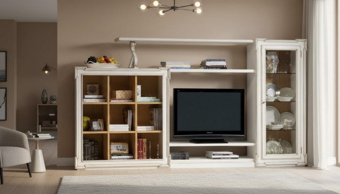 Antique style TV wall unit television stand cabinet wall units RTV glass cabinet furniture