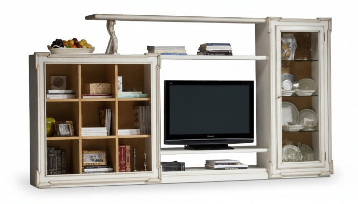 Antique style TV wall unit television stand cabinet wall units RTV glass cabinet furniture