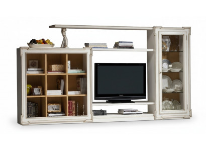 Antique style TV wall unit television stand cabinet wall units RTV glass cabinet furniture