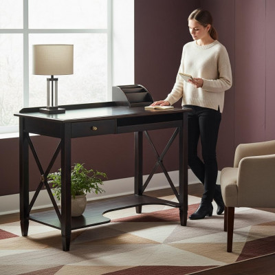 Desk wood office desks furniture table office computer country house solid wood