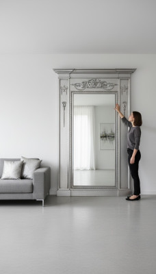 Mirror Silver Baroque XXL Big Wall Mirror Wood 132x14x220cm Frame