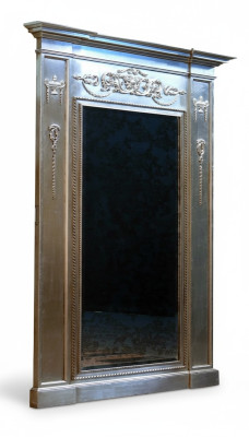 Mirror Silver Baroque XXL Big Wall Mirror Wood 132x14x220cm Frame