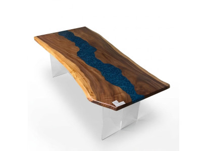 Dining table Sea Water River Real Wood River Table 200x90 Tables Epoxy Resin New