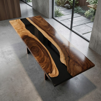 Epoxy resin dining table real wood solid furniture waterfall epoxy table furniture new