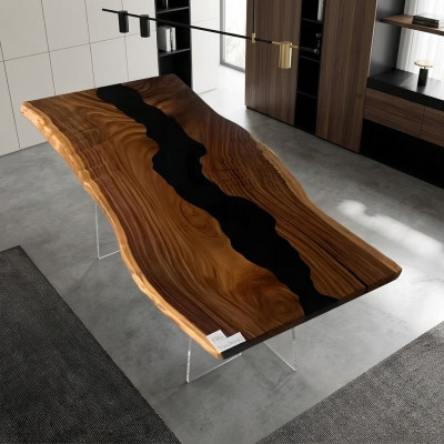 Epoxy Resin Flow Table Real Wood Black Water Tables Epoxy Furniture New