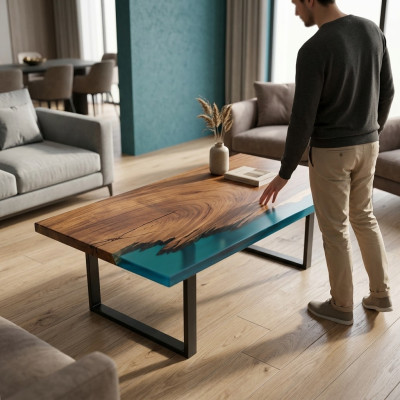 Epoxy Resin Dining Table River Table 200x90 New Solid Wood Tables River Table