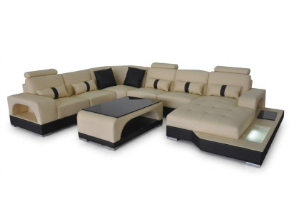 Leather Sofa Modern Couch Design Living Landscape + Table Corner Sofas Seat with USB