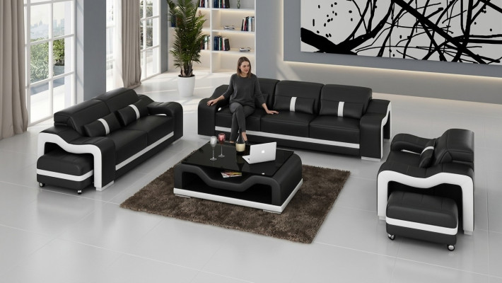 Design sofa set couch upholstery sofas leather modern 3+1 seater complete set new