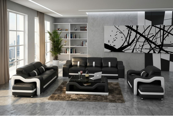 Design sofa set couch upholstery sofas leather modern 3+1 seater complete set new