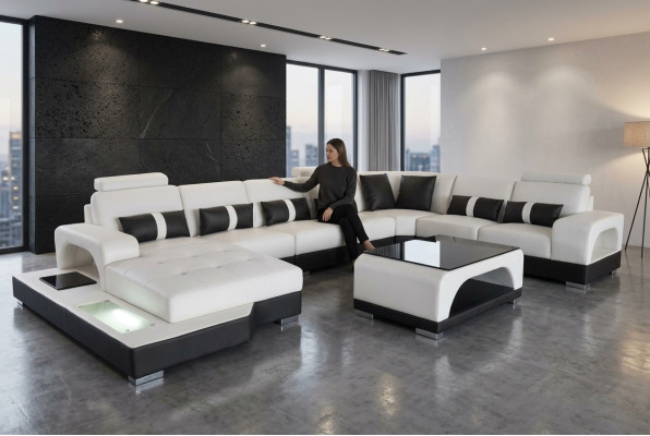 Corner sofa corner suite design corner couch sofa couch upholstery living landscape LED USB