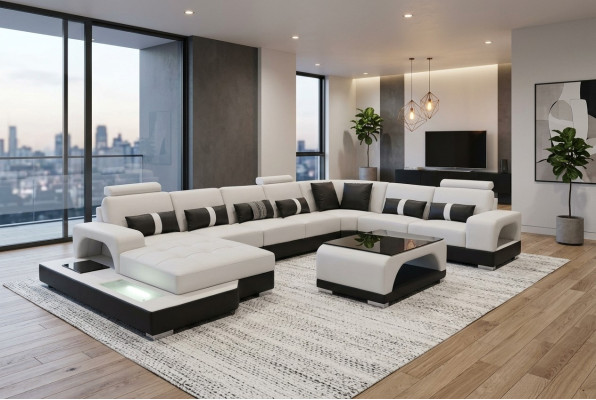 Corner sofa corner suite design corner couch sofa couch upholstery living landscape LED USB