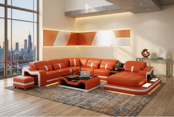 XXL living landscape corner sofa upholstered corner suite corner couch sofa upholstery seat corner