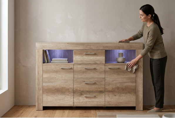 Sideboard SK155 Sideboards Cabinet 2 Doors MDF Wood Cabinet 4 Drawers