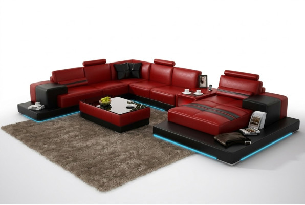 Leather sofa couch living area corner sofa corner suite modern design sofa + USB