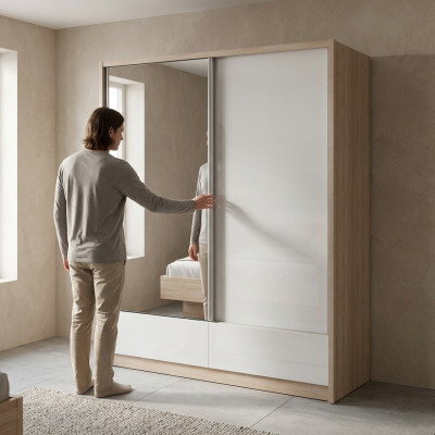 Wardrobe Storage 180cm Shelf Cabinet Archive Sliding Doors Office