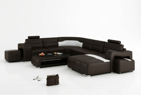 Leather sofa couch living landscape corner sofa corner suite design modern sofa with USB