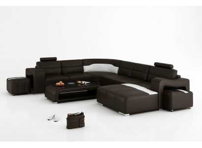 Leather sofa couch living landscape corner sofa corner suite design modern sofa with USB