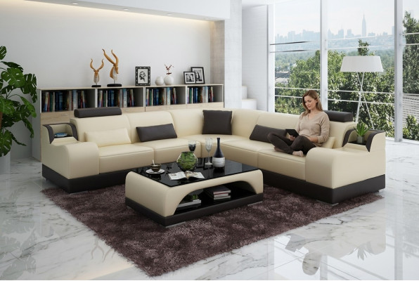 Corner sofa L-shape living landscape designer sofa couch upholstery seating set leather