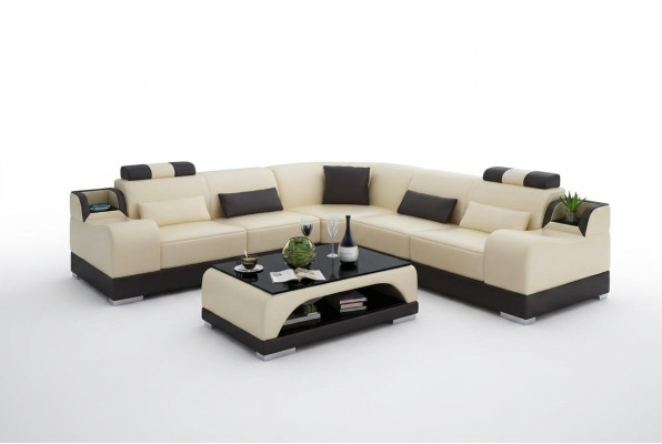 Corner sofa L-shape living landscape designer sofa couch upholstery seating set leather