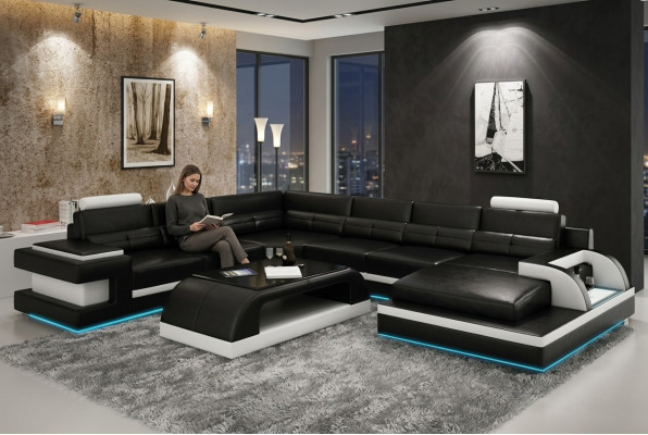 Modern corner sofa couch upholstery corner suite living landscape sofa corner set + USB