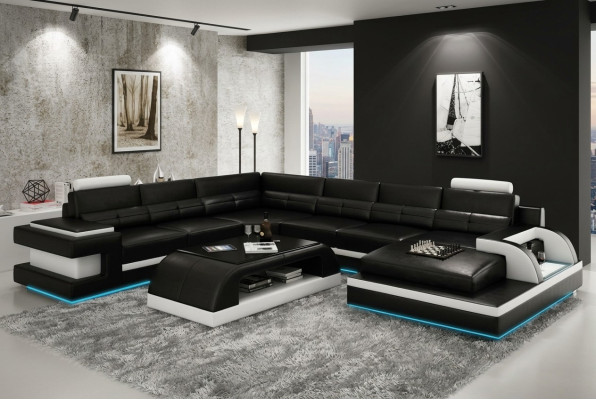 Modern corner sofa couch upholstery corner suite living landscape sofa corner set + USB
