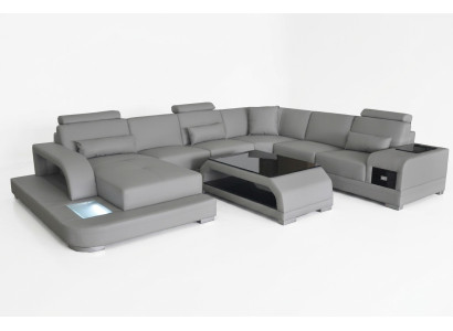 Leather sofa living area corner sofa seating corner seating suite sofa couch + USB + table