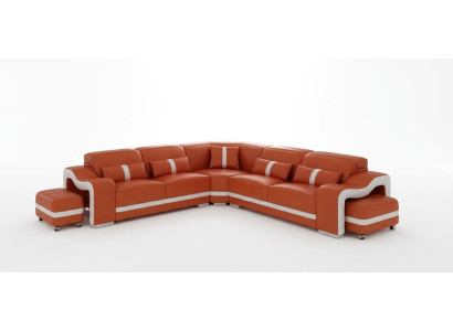 Design corner sofa couch leather L-shaped living landscape upholstery corner suite