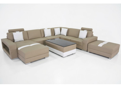 U-shaped sectional sofa, couch seating cushion, corner leather, modern designer couches + USB