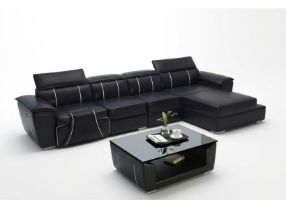 Sectional L-shaped sofa couch design leather upholstery modern relax automatic new