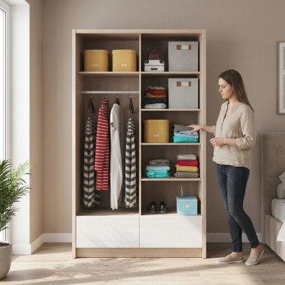 Multi-purpose Shelves Cabinet Rack Storage Wardrobe 130cm New Closet