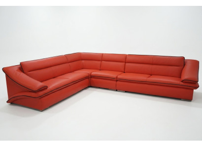 Design leather sectional sofa modern couch set corner red USB + LED