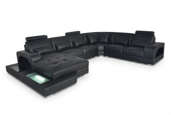 Design leather upholstered corner room sofa, corner sofas with USB designer living LED