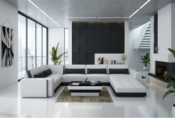 Leather sofa with USB couch living area corner sofa corner suite design modern sofa