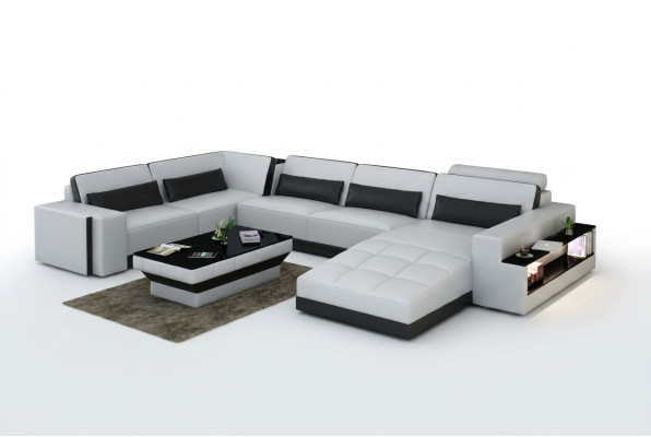 Leather sofa with USB couch living area corner sofa corner suite design modern sofa