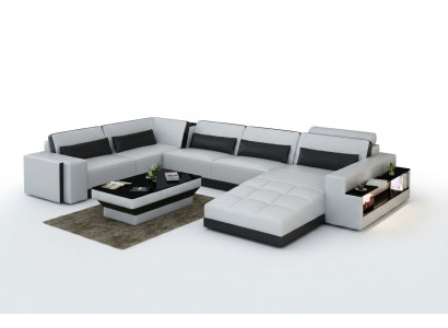 Leather sofa with USB couch living area corner sofa corner suite design modern sofa