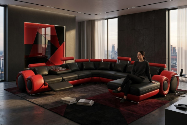 Leather sofa couch living landscape corner sofa corner set design modern sofa with USB