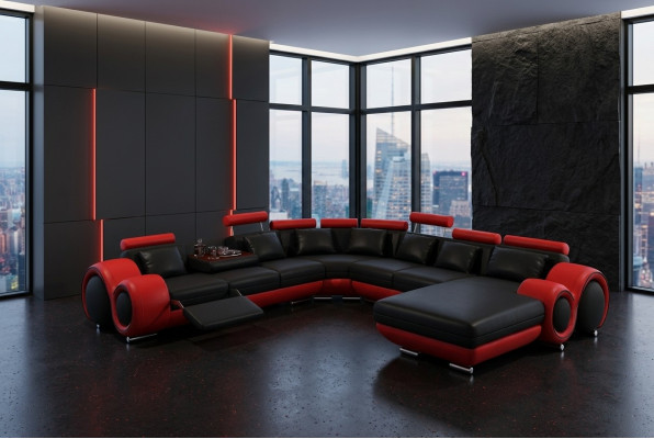Leather sofa couch living landscape corner sofa corner set design modern sofa with USB