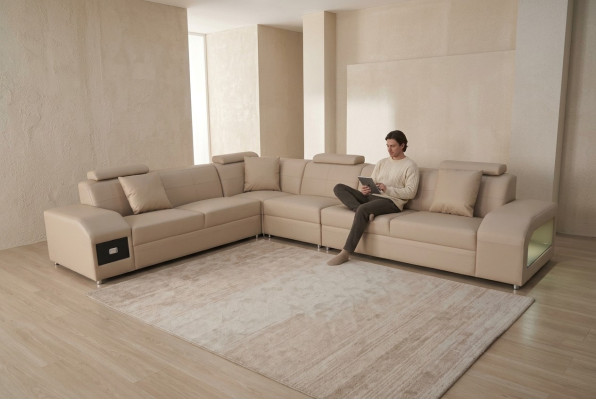 Sectional Sofa Set Design Modern Sofa + USB Leather Sofa Sofa Living Landscape Couch