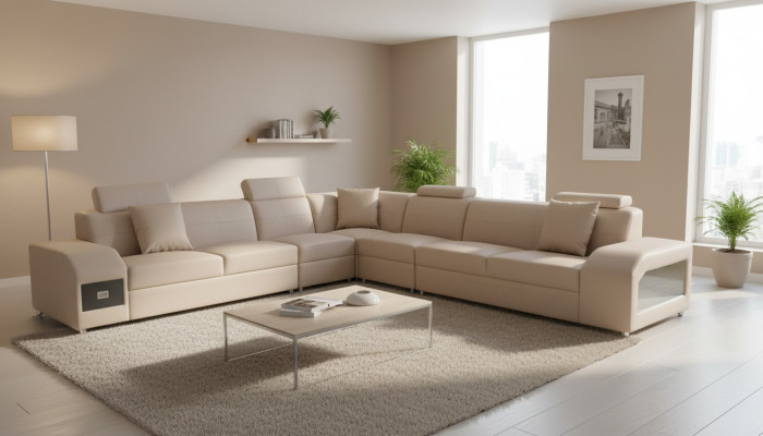 Sectional Sofa Set Design Modern Sofa + USB Leather Sofa Sofa Living Landscape Couch