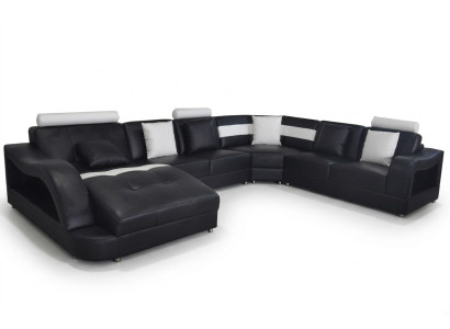 Leather sofa with USB, living landscape, corner set, design, modern sofas, U-shape couches.