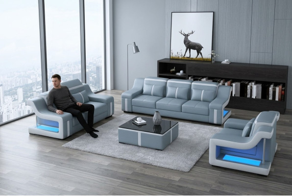 Design sofa set with USB, living room set 3+2+1 + modern coffee table