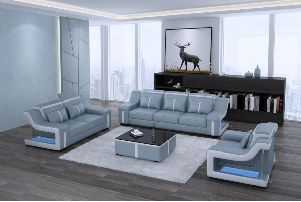Design sofa set with USB, living room set 3+2+1 + modern coffee table