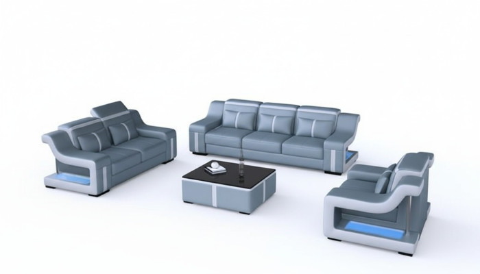 Design sofa set with USB, living room set 3+2+1 + modern coffee table
