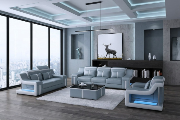 Sofa USB Couch Upholstery 3+2+1 Suite Leather Sofas Couch Set Combination New