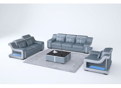 Sofa USB Couch Upholstery 3+2+1 Suite Leather Sofas Couch Set Combination New