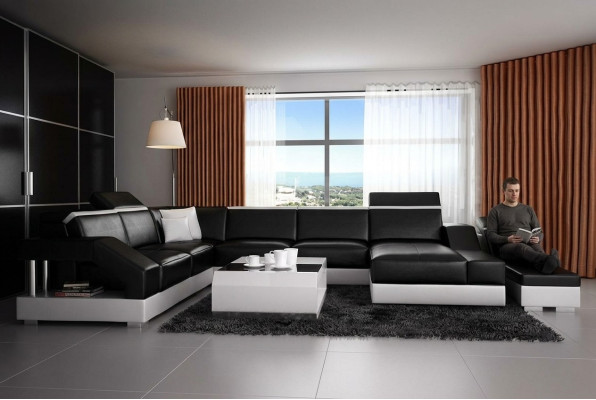 Leather sofa couch living landscape corner sofa suite design modern sofa with USB